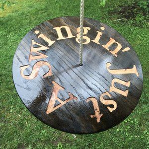 Handmade Wooden Tree Swing Disk Rope Outdoor 18”